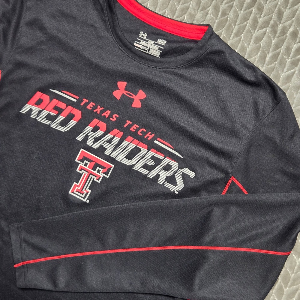 Under Armour Mens Texas Tech Red Raiders Long Sleeve Shirt Black Red Large